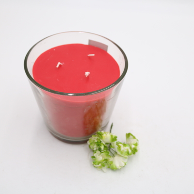 Aroma Home Özel Kokulu Kırmızı Basit Parafin Mumu Eğimli Camda