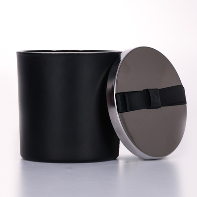 400g Ücretsiz Örnek Siyah Metal Kapaklı Cam Kavanoz Kokulu Mum 10*10cm