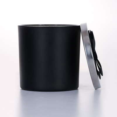 400g Ücretsiz Örnek Siyah Metal Kapaklı Cam Kavanoz Kokulu Mum 10*10cm
