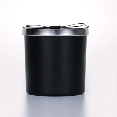 400g Ücretsiz Örnek Siyah Metal Kapaklı Cam Kavanoz Kokulu Mum 10*10cm