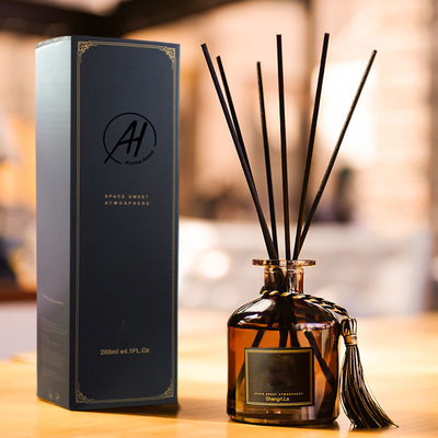 Ahşap Kapaklı Parfüm Rattan Siyah Kamış Difüzör Şişe 50ml Çubuklu