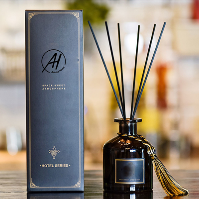 Ahşap Kapaklı Parfüm Rattan Siyah Kamış Difüzör Şişe 50ml Çubuklu