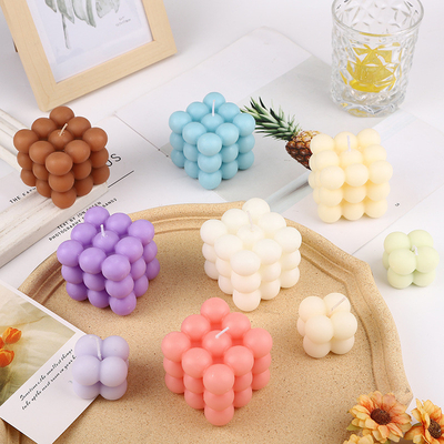 AROMA HOME Küp Top Şekli Macarons Renkli Kokulu Düğün İçin Oymalı Mumlar