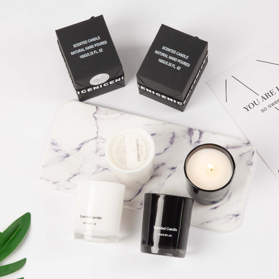 AROMA HOME Private Label Lüks Kokulu Cam Mum Siyah Beyaz