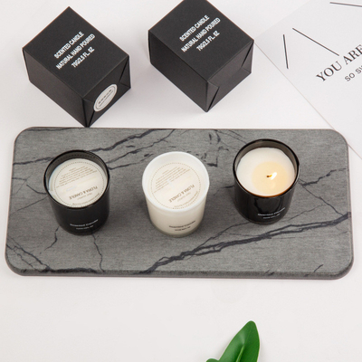 AROMA HOME Private Label Lüks Kokulu Cam Mum Siyah Beyaz