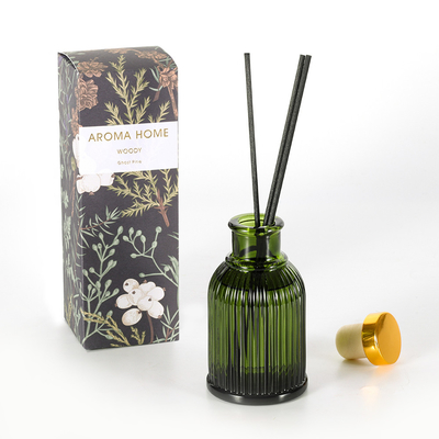 Parfüm Cam Şişe Kamış Difüzör Özel Etiket 100ml Altın Metal Kapaklı