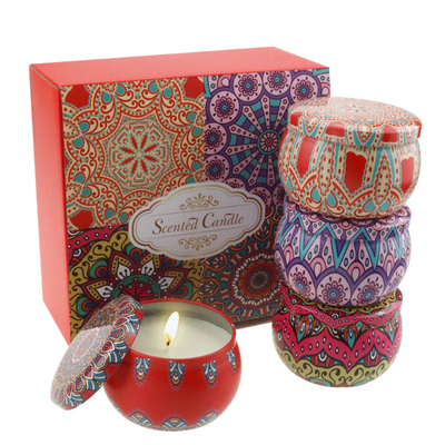 AROMA EV 4 adet Sıcak Satış Özel Toptan Lüks Hediye Seti Metal Aroma Teneke Kavanoz Kurutulmuş Çiçekler Soya Balmumu Kokulu Mumlar