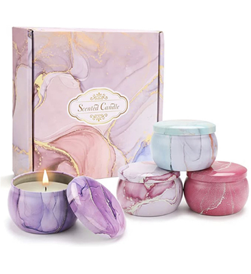 AROMA EV 4 adet Sıcak Satış Özel Toptan Lüks Hediye Seti Metal Aroma Teneke Kavanoz Kurutulmuş Çiçekler Soya Balmumu Kokulu Mumlar