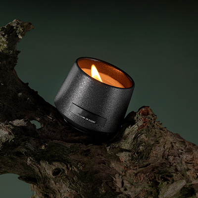 AROMA EV Toptan Özel Ev Dekoratif Siyah Ahşap Fitil Buzlu Yaratıcı Seramik Metal Kapaklı Kokulu Mumlar