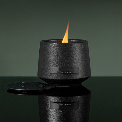 AROMA EV Toptan Özel Ev Dekoratif Siyah Ahşap Fitil Buzlu Yaratıcı Seramik Metal Kapaklı Kokulu Mumlar