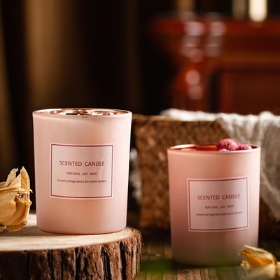 AROMA EV Özel Etiket Pembe Romantik Aromaterapi Lüks Kurutulmuş Çiçek Kokulu Soya Balmumu Olaylar Sahnesi İçin Mumlar