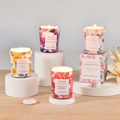 AROMA EV Toptan Lüks Ev Hediye Seti Özel Yaratıcı Çiçek Koku Cam Kavanoz Soya Balmumu Kokulu Mum