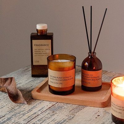 AROMA EV Fabrika Doğrudan Kahverengi Cam Soya Balmumu Aromaterapi Dumansız Koku Sağlık Süs Hediye Kokulu Mum