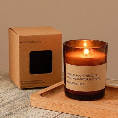 AROMA EV Fabrika Doğrudan Kahverengi Cam Soya Balmumu Aromaterapi Dumansız Koku Sağlık Süs Hediye Kokulu Mum