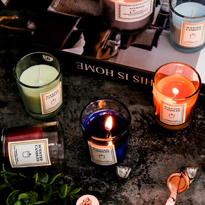 AROMA EV Lüks Özel Etiket Özel Aromaterapi Nordic Ins Koku Kokulu Soya Balmumu Şeffaf Kavanoz Hediye Kutusu Ile Mumlar