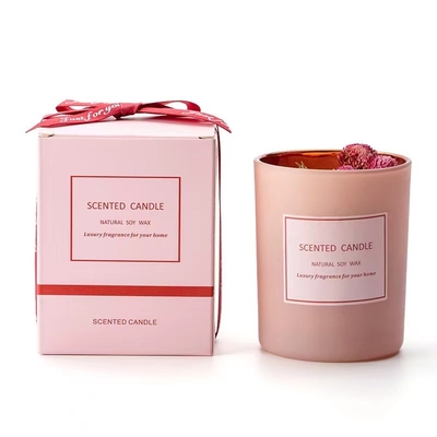 AROMA HOME Pembe Romantik Aromaterapi Lüks Kurutulmuş Çiçek Özel Etiket Kokulu Soya Balmumu Etkinlikler İçin Mumlar Düzenleme
