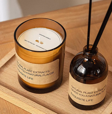 AROMA EV Lüks Özel Özel Etiket Aromaterapi Soya Balmumu Kokulu Mumlar Reed Difüzörler Ahşap Palet M Ile Hediye Seti