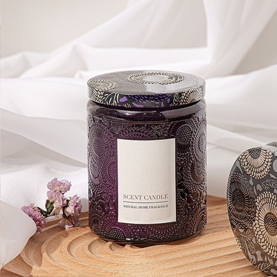 AROMA HOME Organik Benzersiz Kabartmalı Cam Kavanoz Hediye Kutulu Kokulu Mumlar