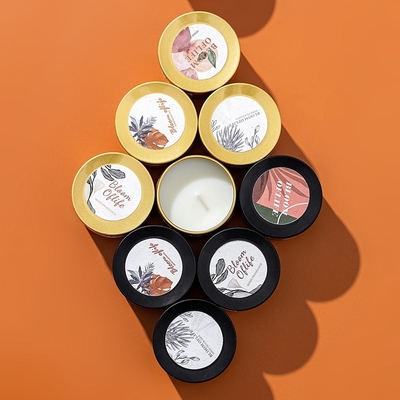 AROMA HOME Özelleştirilmiş Mini Siyah ve Altın Renk Hediye Seti 5 Koku Ev Kokusu Kokulu Soya Balmumu Mum