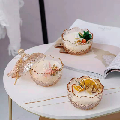 Aroma Home Parafin Soya Balmumu Amber Cam Aromaterapi Yağı Kapaklı Kokulu Mum
