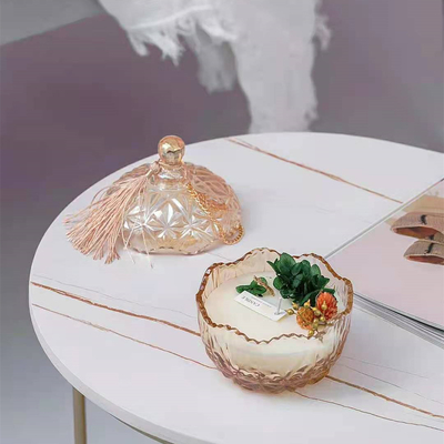 Aroma Home Parafin Soya Balmumu Amber Cam Aromaterapi Yağı Kapaklı Kokulu Mum