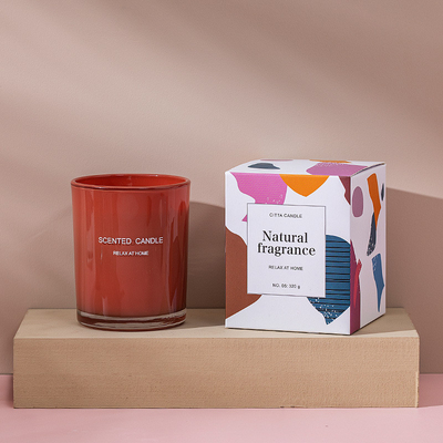 Aroma Home Özel Serigrafi Sprey Renk Soya Balmumu Cam Kutulu Kokulu Mum
