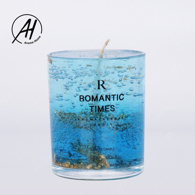 Düğün Romantik Gerçek Çiçek Cam Kavanoz Mumlar Soya Balmumu Kokulu Jöle 7 OZ 8 OZ