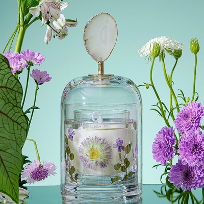 Aromaterapi Ölümsüz Çiçek Kristal Bardak Şifa Soya Balmumu Kokulu Mum Kapaklı