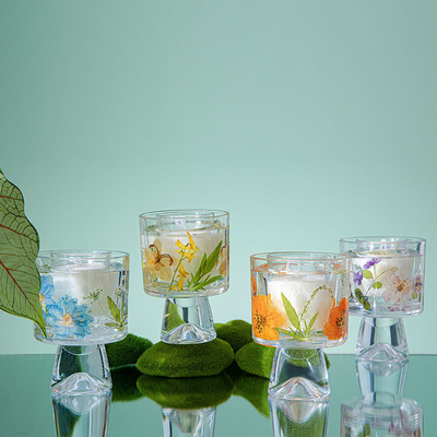 Velas Şifalı Ölümsüz Çiçek Cam Kristal Bardak Aromaterapi Çantalı Kokulu Mum