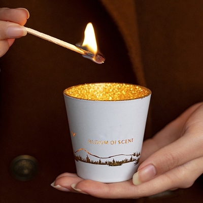 Yeşil Beyaz Oymalı Siluet Fincan Kavanoz Soya Balmumu Tealight Kokulu Mumlar