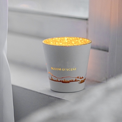 Yeşil Beyaz Oymalı Siluet Fincan Kavanoz Soya Balmumu Tealight Kokulu Mumlar