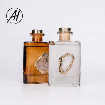 Elyaf Rattan Kare Altın Kapaklı Cam Şişe Uçucu Yağ Aroma Reed Difüzör 180ML