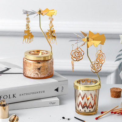 Ana Sayfa Aromaterapi Soya Balmumu Esansiyel Yağı Kokulu Mumlar Starry Sky Round Carousel