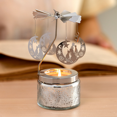 Ana Sayfa Aromaterapi Soya Balmumu Esansiyel Yağı Kokulu Mumlar Starry Sky Round Carousel