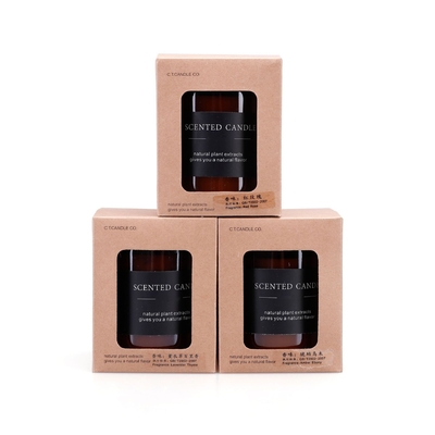Amber Cam Soya Balmumu Kokulu Kavanoz Soya Mumları Kahverengi Renk 180g
