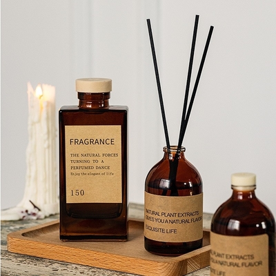 Aromaterapi Cam Şişe Kahverengi Parfüm 100ml Lüks Reed Difüzör