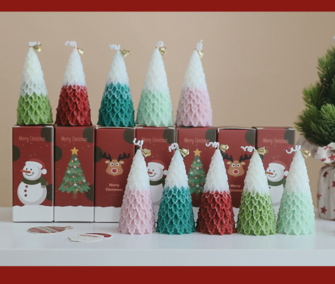 AROMA EV Toptan Lüks Noel Ağacı Şekli Yenilik Soya Balmumu Kokulu Mum