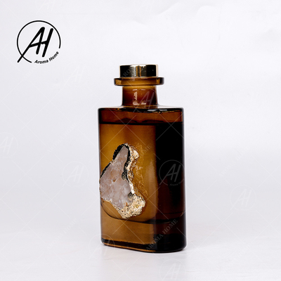 Amber Gri Cam Şişe Kristal Parfüm Dumansız Reed Difüzör 180ML Ev İçin