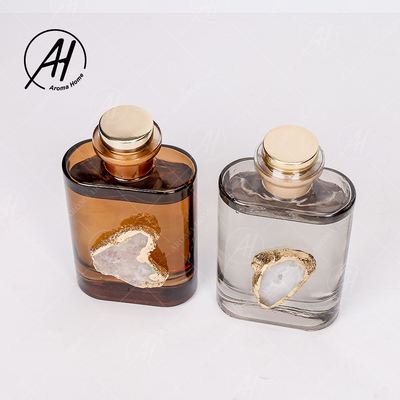Amber Gri Cam Şişe Kristal Parfüm Dumansız Reed Difüzör 180ML Ev İçin