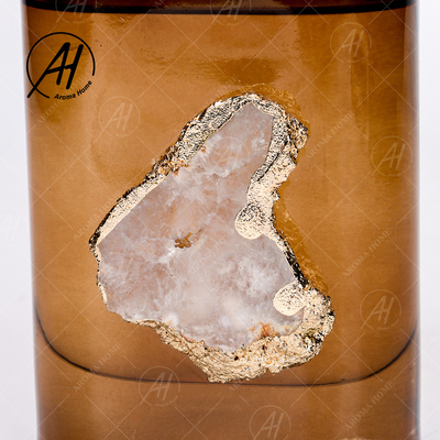 Amber Gri Cam Şişe Kristal Parfüm Dumansız Reed Difüzör 180ML Ev İçin
