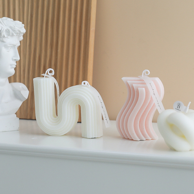 AROMA HOME Lüks Aromaterapi Pembe Beyaz Soya Balmumu Kokulu Mum S Şekilli