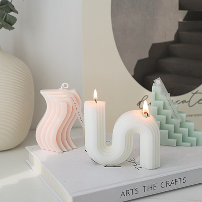 AROMA HOME Lüks Aromaterapi Pembe Beyaz Soya Balmumu Kokulu Mum S Şekilli