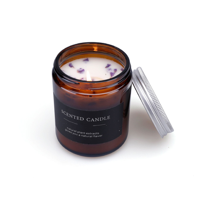 Çevre Dostu Özel Markalı Uçucu Yağ Mumları Amber Cam Mum 4 Oz