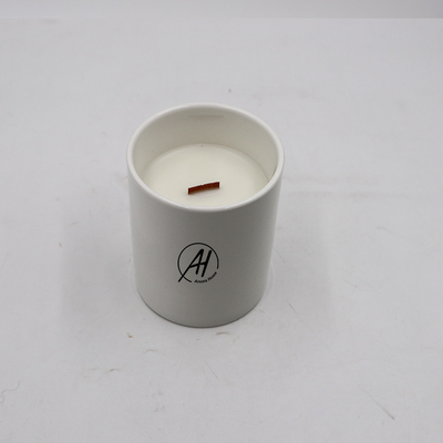 Aroma Sensation Kokulu Ahşap Fitilli Beyaz Seramik Mum