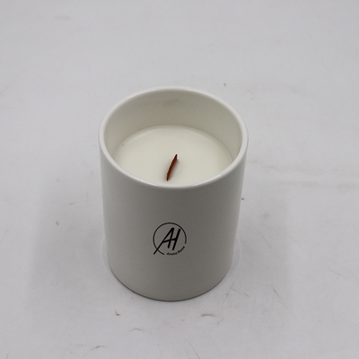 Aroma Sensation Kokulu Ahşap Fitilli Beyaz Seramik Mum