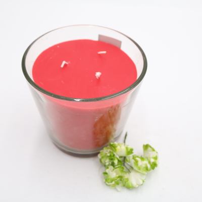 Aroma Home Özel Kokulu Kırmızı Basit Parafin Mumu Eğimli Camda
