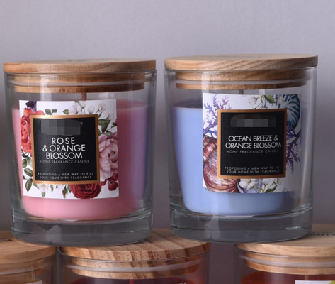 Aroma Home Kırmızı Şeker Cam Mum Özel Kokulu ahşap kapaklı