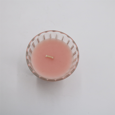 Ev Kokusu için ODM 4oz Doğal Pembe Cam Kavanoz Kokulu Mum