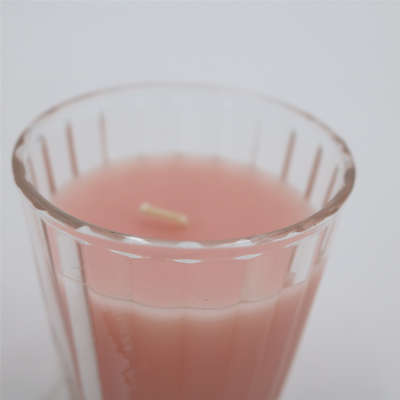 Ev Kokusu için ODM 4oz Doğal Pembe Cam Kavanoz Kokulu Mum