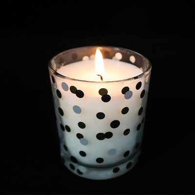 Baskılı Şeffaf Cam Bardakta Doğal Kokulu Soya Tealight Mumlar Hindistan Cevizi Kayısı